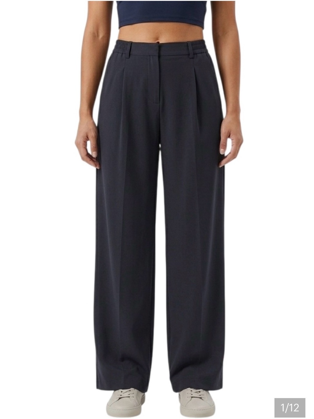 ALO Yoga Black Wide-Leg High-Rise Trousers